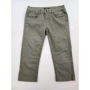 Suko Jeans Pants Women 6 Olive Green Studded Roadrunner Cotton Stretch